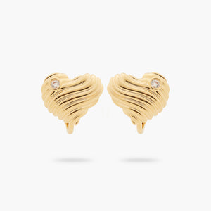 Ripple Effect Heart and Cubic Zirconia Clip-On Earrings