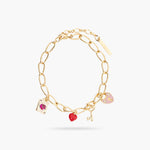 Rectangle Chain and Love Charm Bracelet