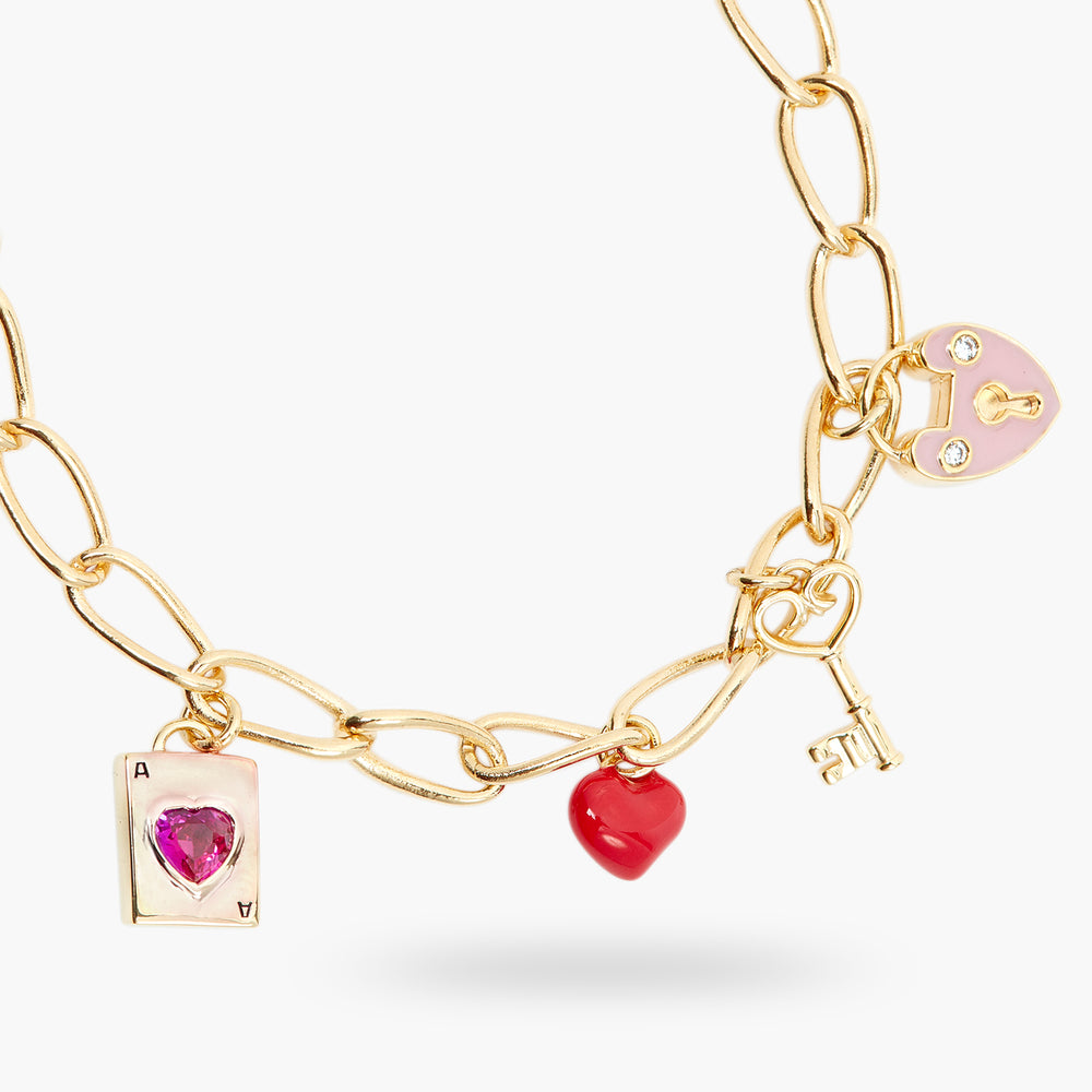 
            
                Load image into Gallery viewer, Rectangle Chain and Love Charm Bracelet
            
        