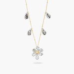 Daisy and Engraved Petal Pendant Necklace