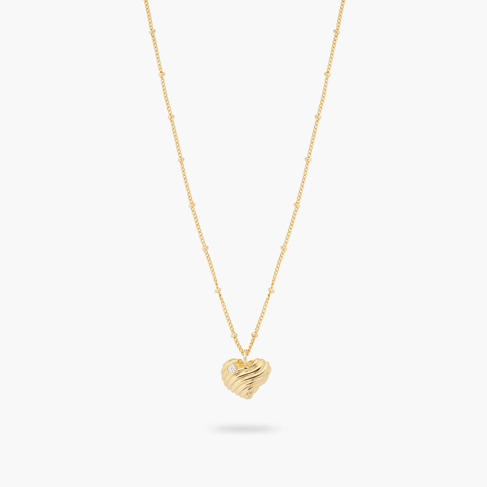 Ripple Effect Heart and Cubic Zirconia Pendant Necklace