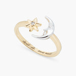 Moon and Star Adjustable Ring