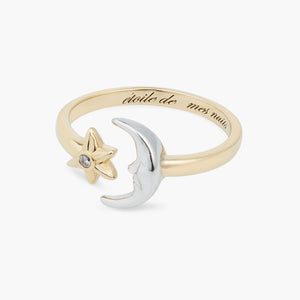 Moon and Star Adjustable Ring