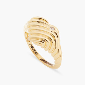 
            
                Load image into Gallery viewer, Ripple Effect Heart and Cubic Zirconia Signet Ring
            
        