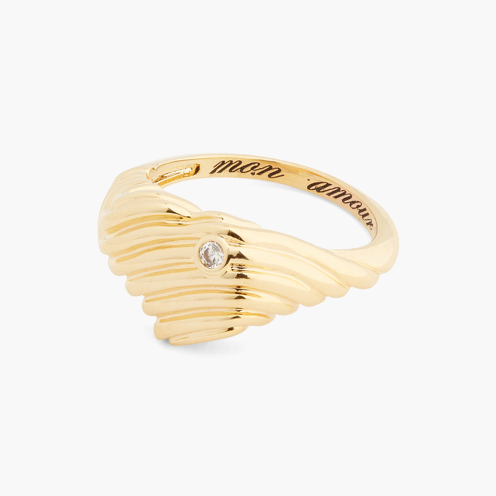
            
                Load image into Gallery viewer, Ripple Effect Heart and Cubic Zirconia Signet Ring
            
        