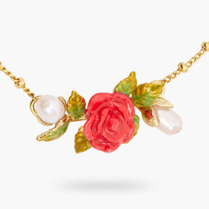 Rose and Cultured Pearl Thin Bracelet