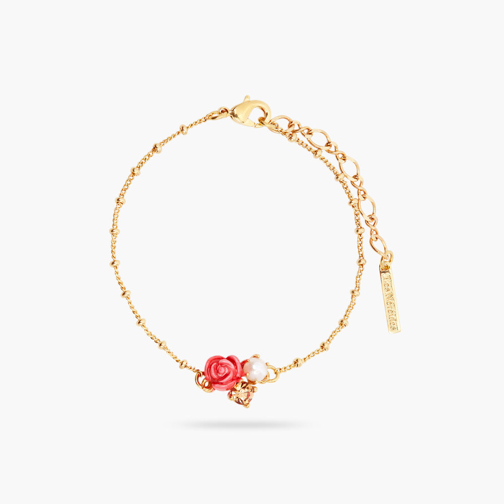 Rose, Cultured Pearl and Stone Thin Bracelet