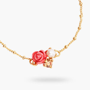 Rose, Cultured Pearl and Stone Thin Bracelet