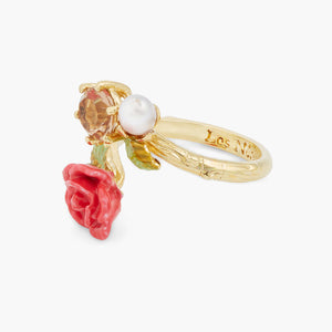 Rose, Cultured Pearl and Stone Adjustable Ring