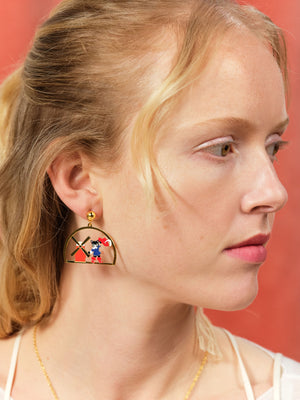 
            
                Load image into Gallery viewer, Charming Cat and Windmill Clip-On Earrings
            
        