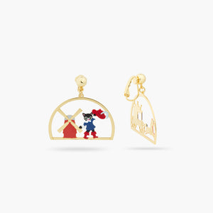 Charming Cat and Windmill Clip-On Earrings