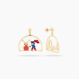Charming Cat and Windmill Post Earrings