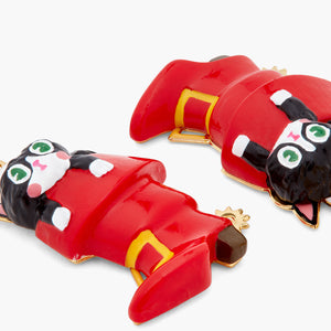 Charming Cat in a Red Boot Clip-On Earrings