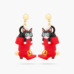 Charming Cat in a Red Boot Post Earrings
