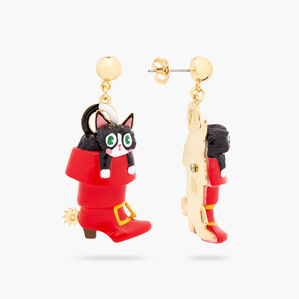 
            
                Load image into Gallery viewer, Charming Cat in a Red Boot Post Earrings
            
        