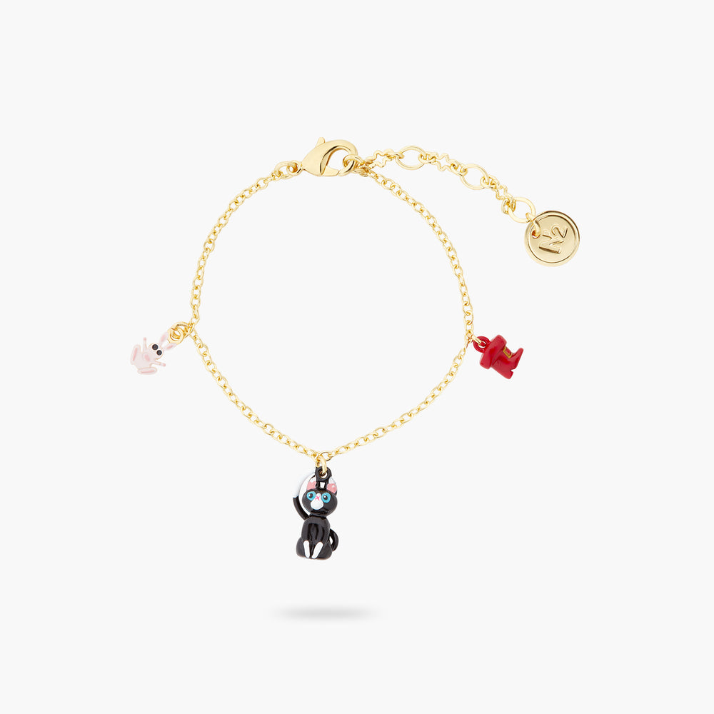 Charming Cat, Red Boot and Rabbit Charm Bracelet