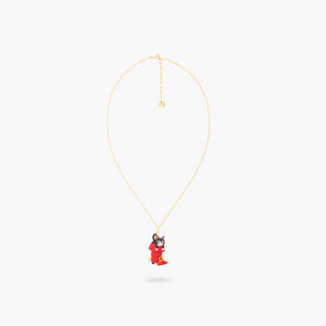 Charming Cat in a Red Boot Pendant Necklace