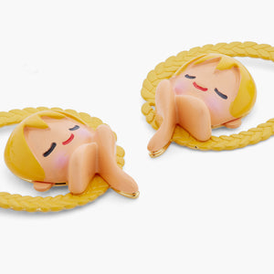Enchanted Hair Princess Clip-On Hoop Earrings