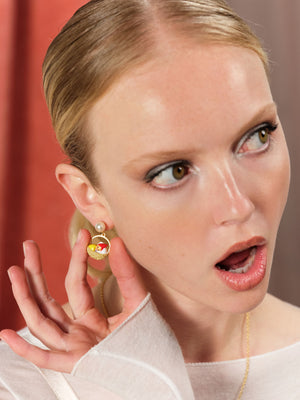 Walnut Shell and Garden Gnome Clip-On Earrings