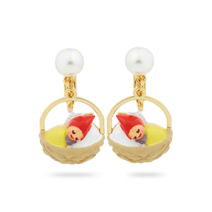 Walnut Shell and Garden Gnome Clip-On Earrings