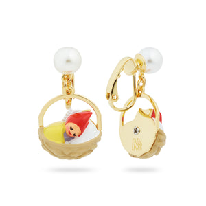 Walnut Shell and Garden Gnome Clip-On Earrings