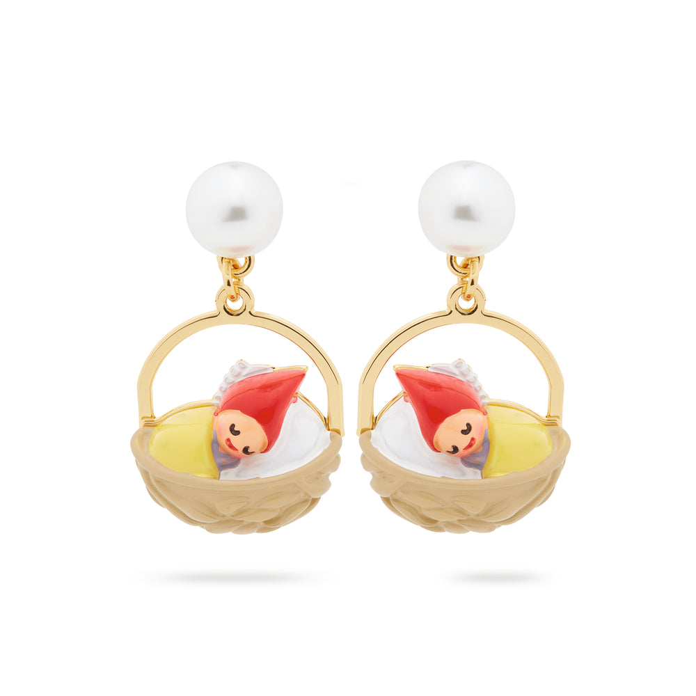 Walnut Shell and Garden Gnome Post Earrings