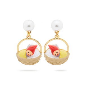 Walnut Shell and Garden Gnome Post Earrings