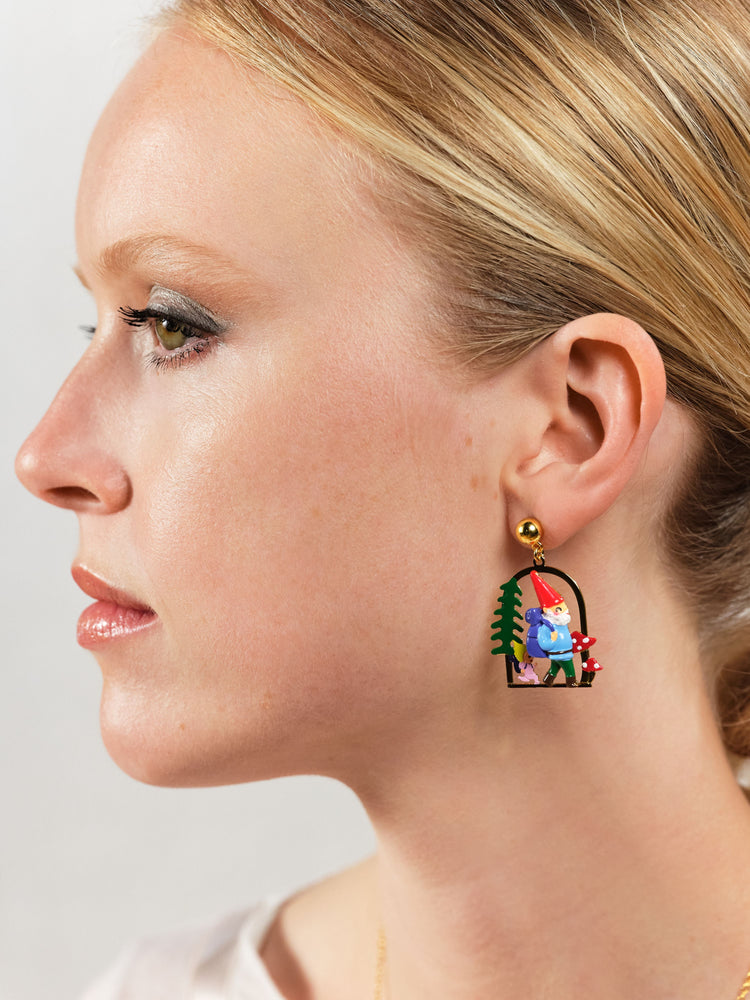 
            
                Load image into Gallery viewer, Hiking Gnome Clip-On Earrings
            
        