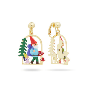Hiking Gnome Clip-On Earrings