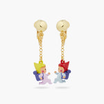 Hiking Young Garden Gnome Clip-On Earrings