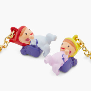 Hiking Young Garden Gnome Clip-On Earrings