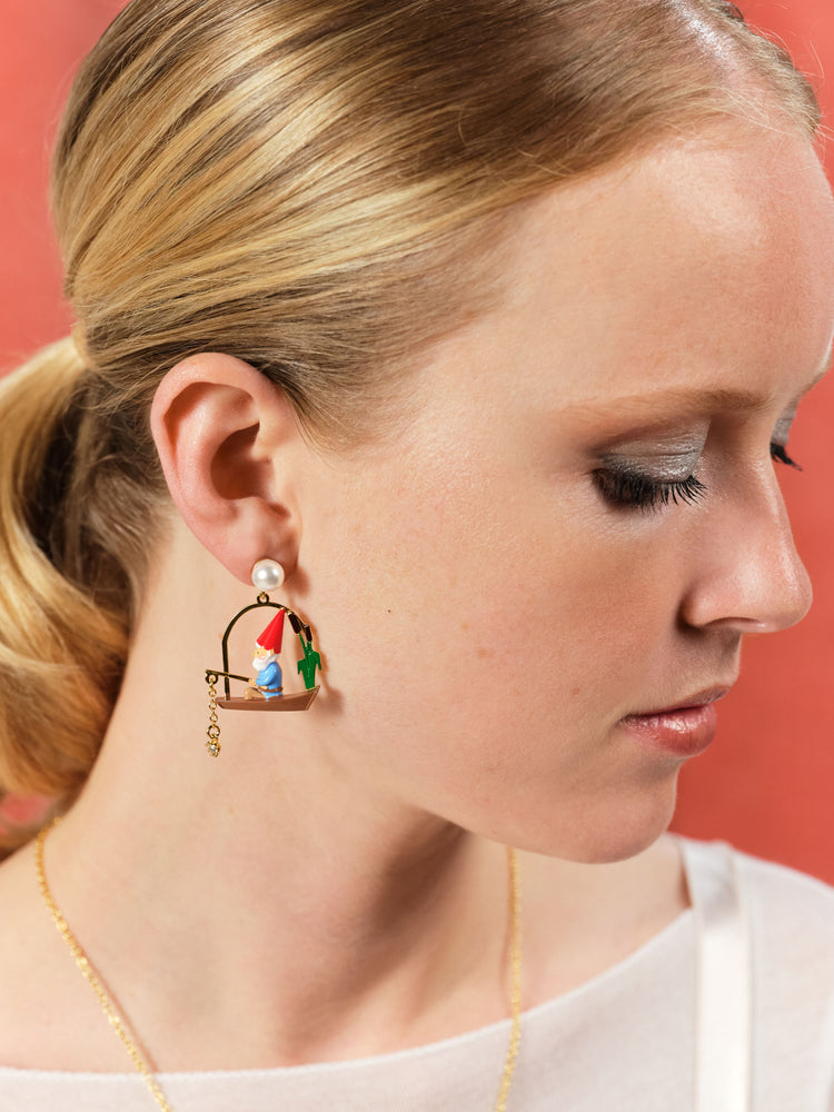 
            
                Load image into Gallery viewer, Fishing Garden Gnome Post Earrings
            
        