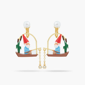 Fishing Garden Gnome Clip-On Earrings