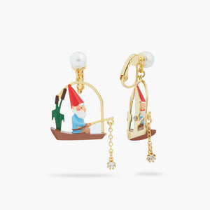 Fishing Garden Gnome Clip-On Earrings