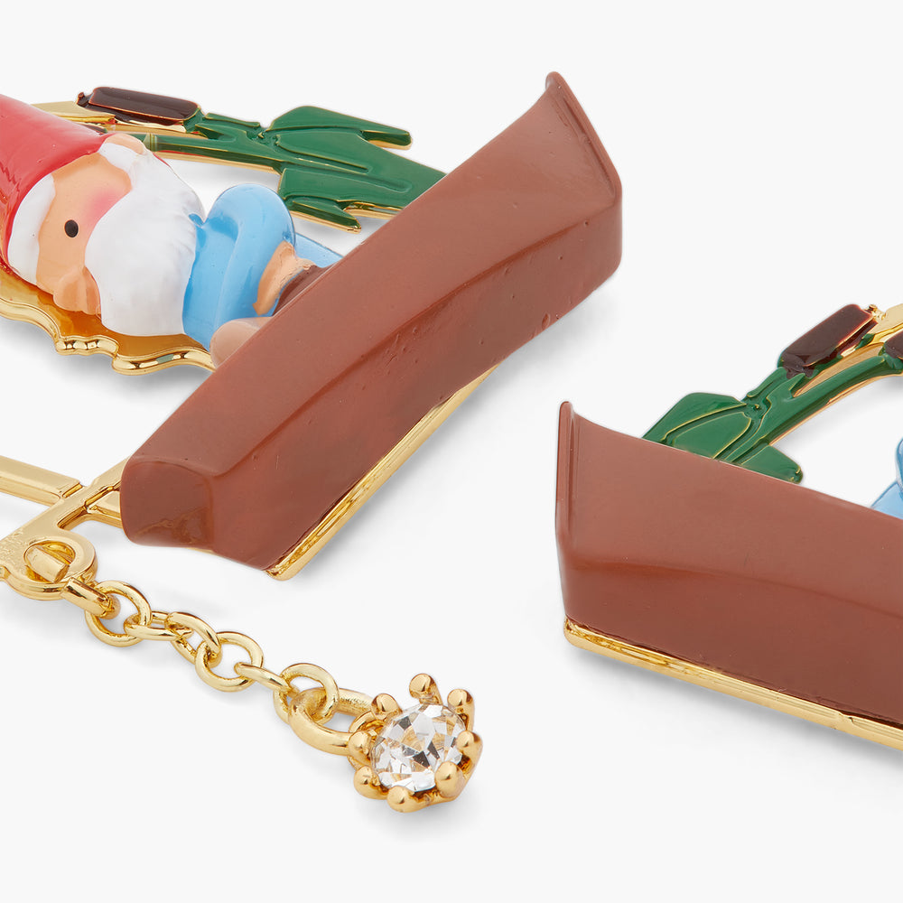 Fishing Garden Gnome Clip-On Earrings