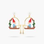 Fishing Garden Gnome Post Earrings