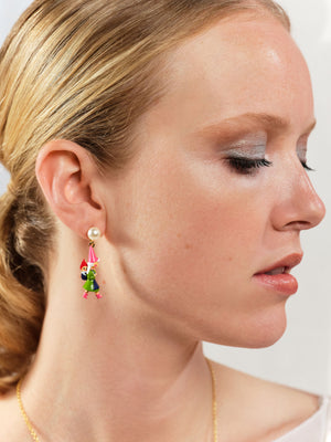 Hiking Garden Gnome Family Clip-On Earrings