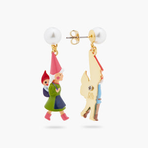Hiking Garden Gnome Family Post Earrings