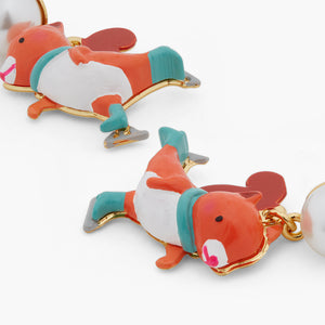 Ice Skating Squirrel Clip-On Earrings