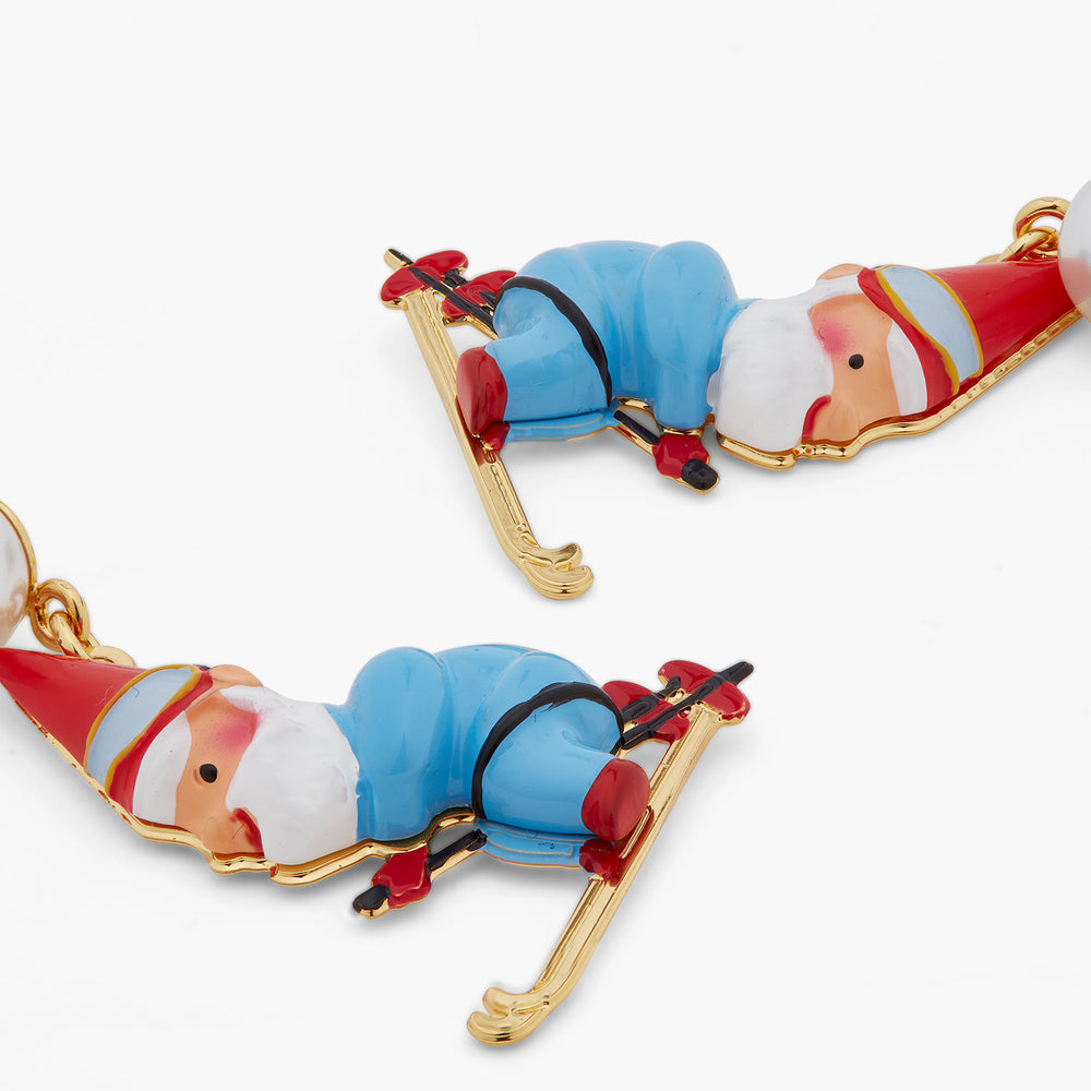 Skiing Garden Gnome Dad Clip-On Earrings
