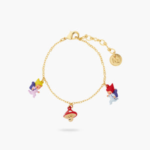 Hiking Garden Gnome Children and Mushroom Charm Bracelet