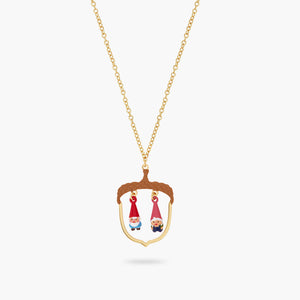 Hazelnut and Garden Gnome Pendant Necklace