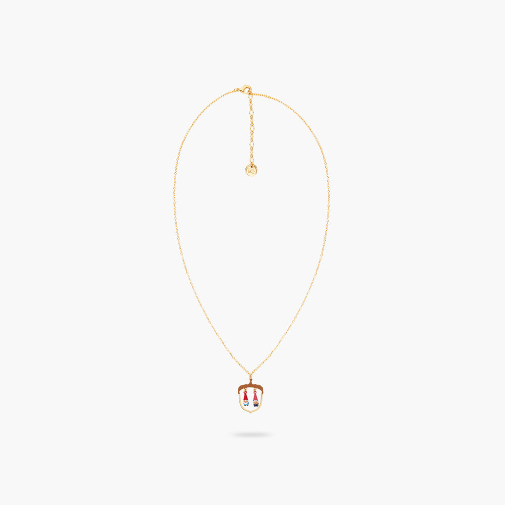 Hazelnut and Garden Gnome Pendant Necklace