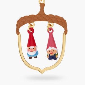 Hazelnut and Garden Gnome Pendant Necklace