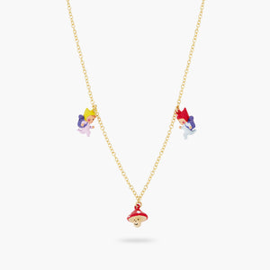 Hiking Young Gnomes and Mushroom Charm Necklace