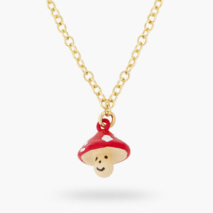 Hiking Young Gnomes and Mushroom Charm Necklace
