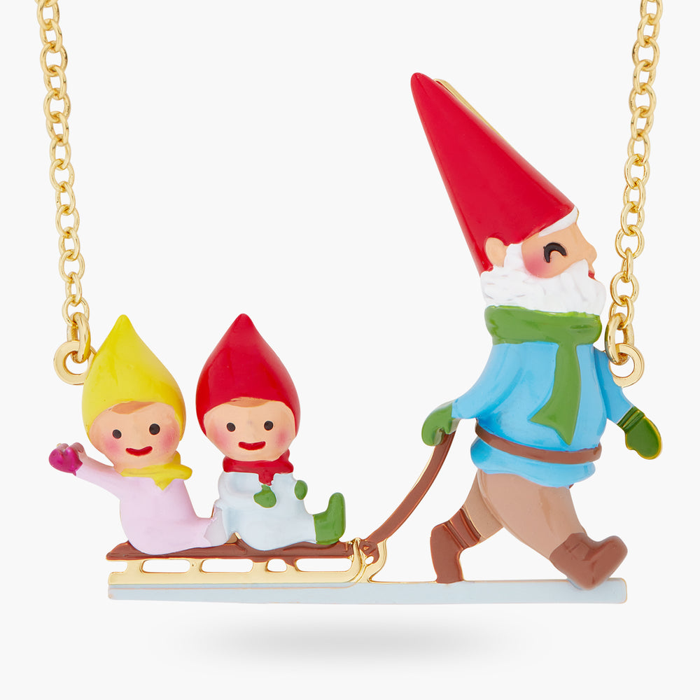Sledging Garden Gnome Statement Necklace