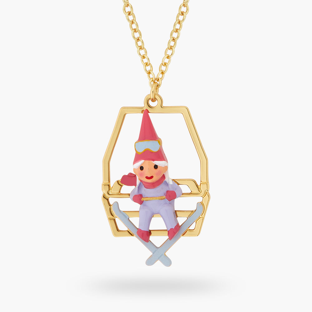 Garden Gnome and Chairlift Pendant Necklace