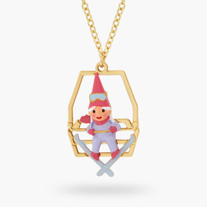 Garden Gnome and Chairlift Pendant Necklace