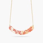 Red Rosebush Stamp on Mother of Pearl Statement Necklace